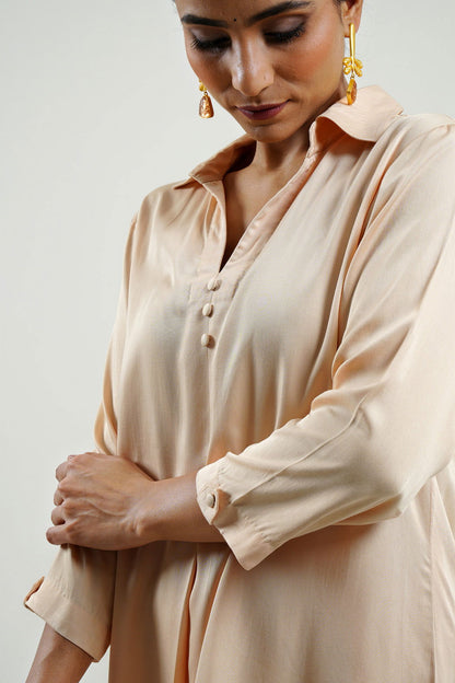 Beige Modal Satin Top - Cyan India