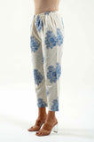 Block Printed Cotton Linen Pants - Cyan India
