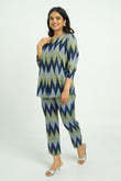 Bue Green handloom Ikat Cord Set