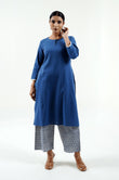 Blue Cotton Slub Kurta - Cyan India