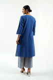 Blue Cotton Slub Kurta - Cyan India