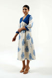 Blue Rose Hand Block Print Dress - Cyan India