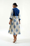 Blue Rose Hand Block Print Dress - Cyan India