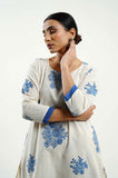 Blue Roses Cotton Linen Kurta - Cyan India