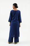 Blue cotton kurta with lace work - Cyan India