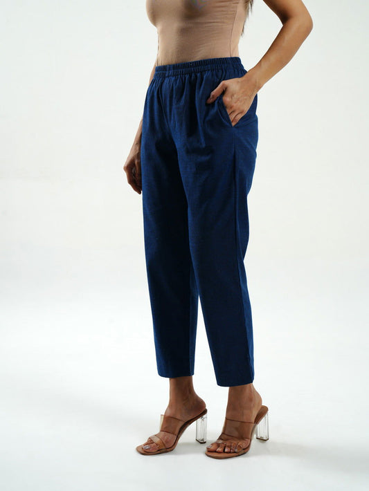 Blue cotton pants - Cyan India