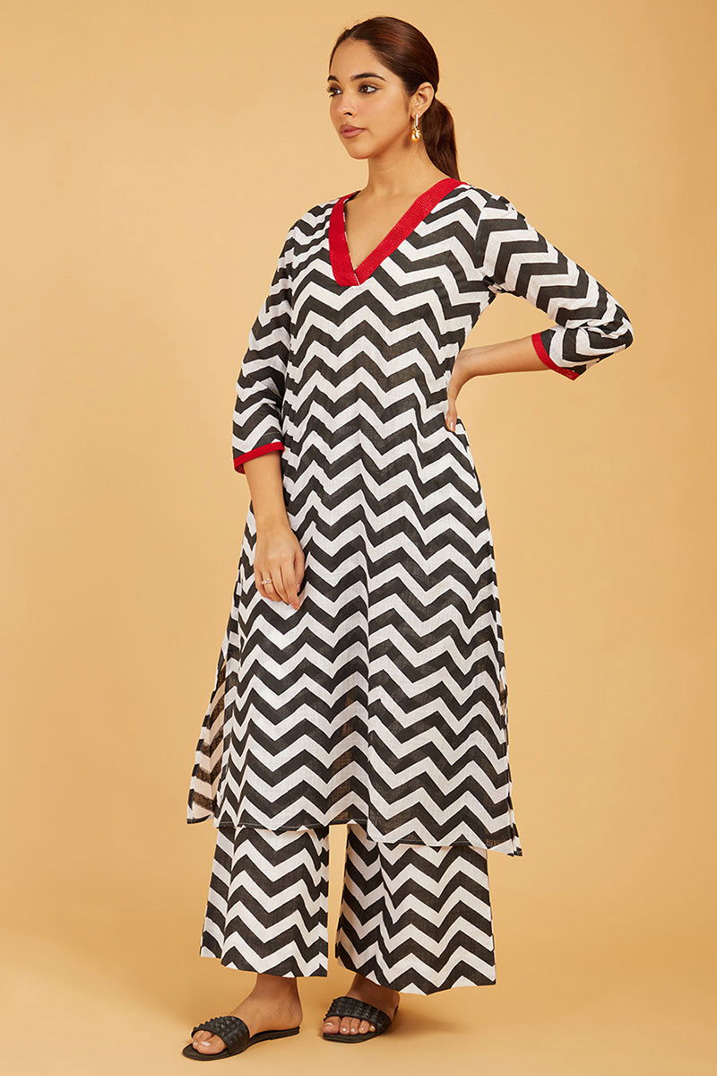 Bold Chevrons Cord-Set - Cyan India