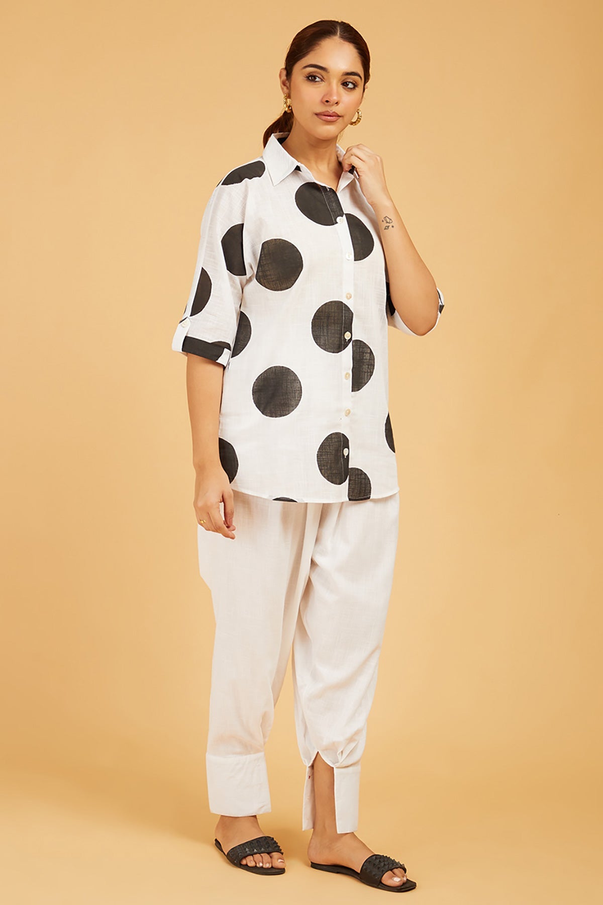Bold Polka Dot Collared Shirt - Cyan India