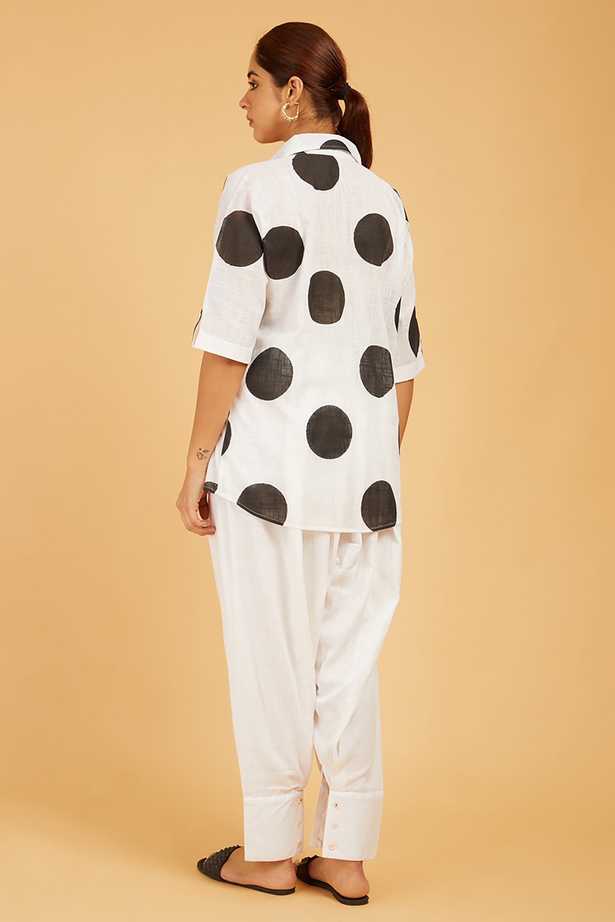 Bold Polka Dot Collared Shirt - Cyan India