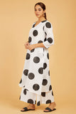 Bold Polka Dots Cord-Set (with slip) - Cyan India
