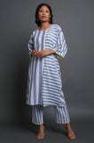 Bold Stripe Patchwork Tunic - Cyan India