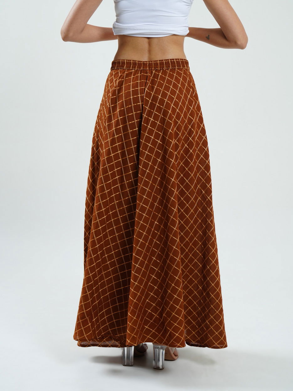 Brown lurex plazzo - Cyan India