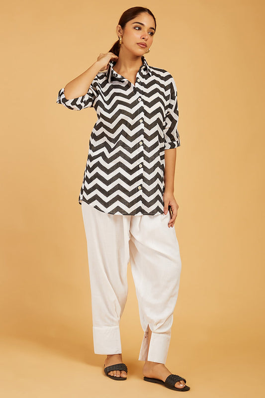 Chevron Block Print Shirt - Cyan India