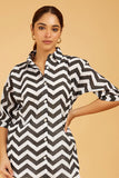 Chevron Block Print Shirt - Cyan India