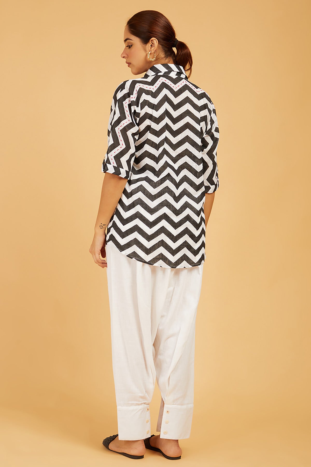 Chevron Block Print Shirt - Cyan India