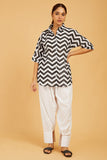 Chevron Block Print Shirt - Cyan India