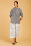 Chevron Block Print Shirt with Floral Back - Cyan India