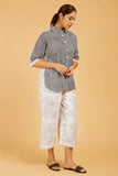 Chevron Block Print Shirt with Floral Back - Cyan India