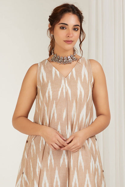 Classic Beige Ikat Kurta - Cyan India