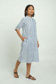 Classic Blue Striped Dress - Cyan India
