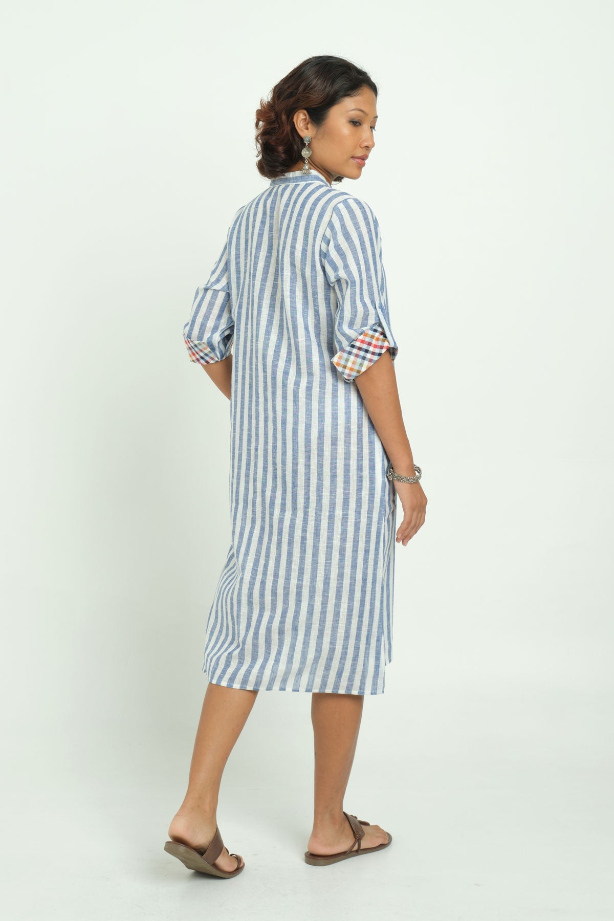 Classic Blue Striped Dress - Cyan India