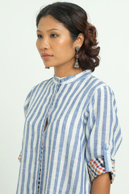 Classic Blue Striped Dress - Cyan India