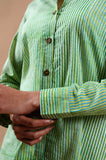 Classic Stripes Hand Block Print Shirt - Cyan India