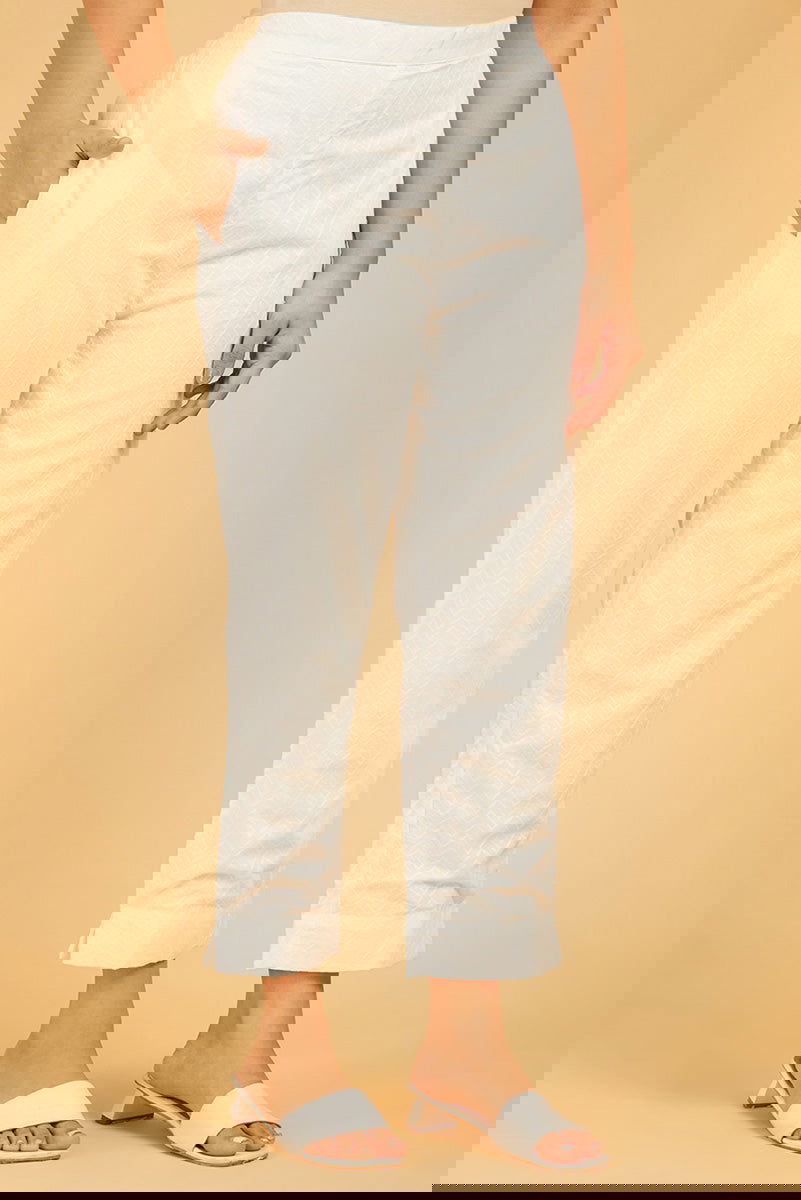Classic White Chevrons Pants - Cyan India