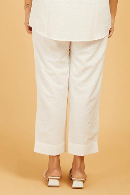 Classic White Chevrons Pants - Cyan India