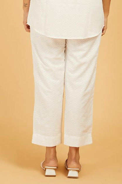 Classic White Chevrons Pants - Cyan India