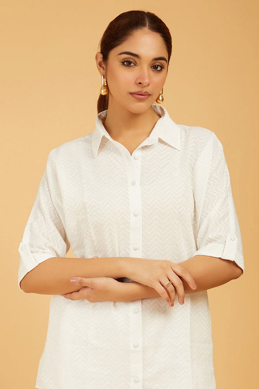 Classic White Chevrons Shirt - Cyan India