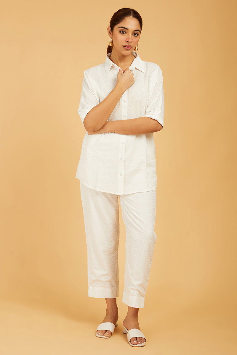 Classic White Chevrons Shirt - Cyan India