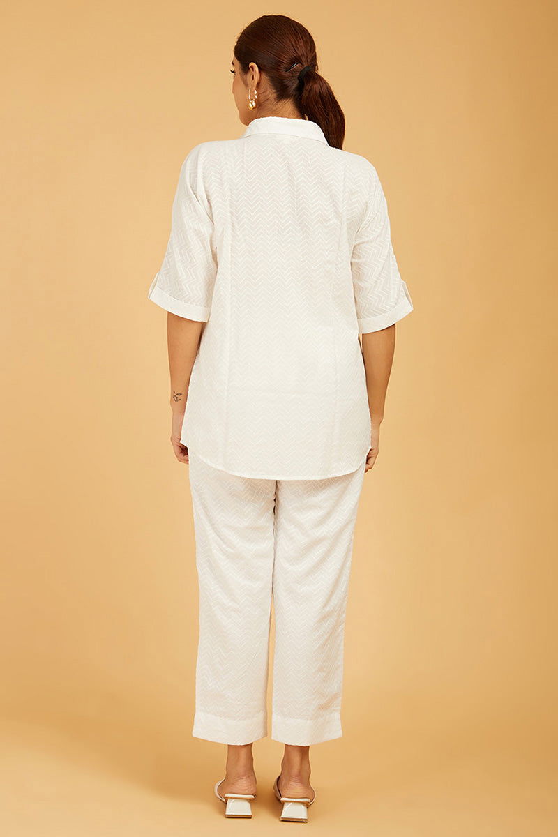 Classic White Chevrons Shirt - Cyan India