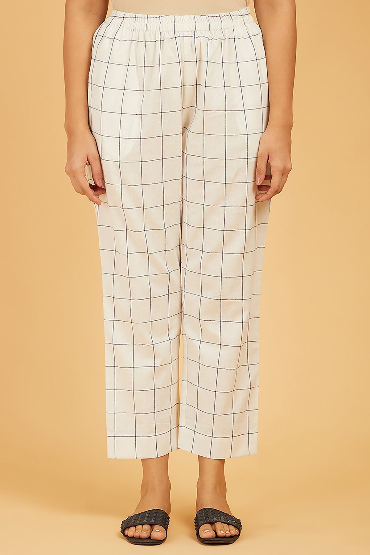Cotton Checkered Pants - Cyan India