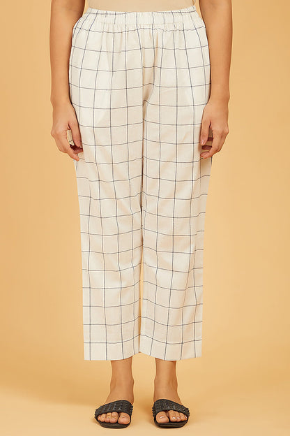 Cotton Checkered Pants - Cyan India