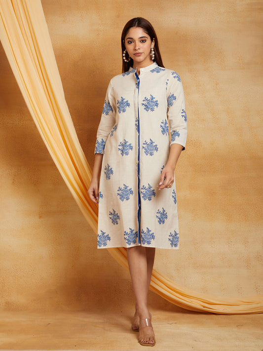 Hand Block Print Cotton Linen Midi