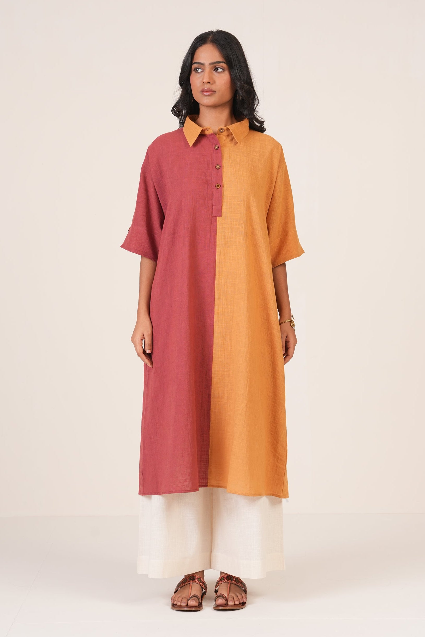 Raw Earthy Premium Cotton Comfort Kurta with Cotton Linen Palazzo