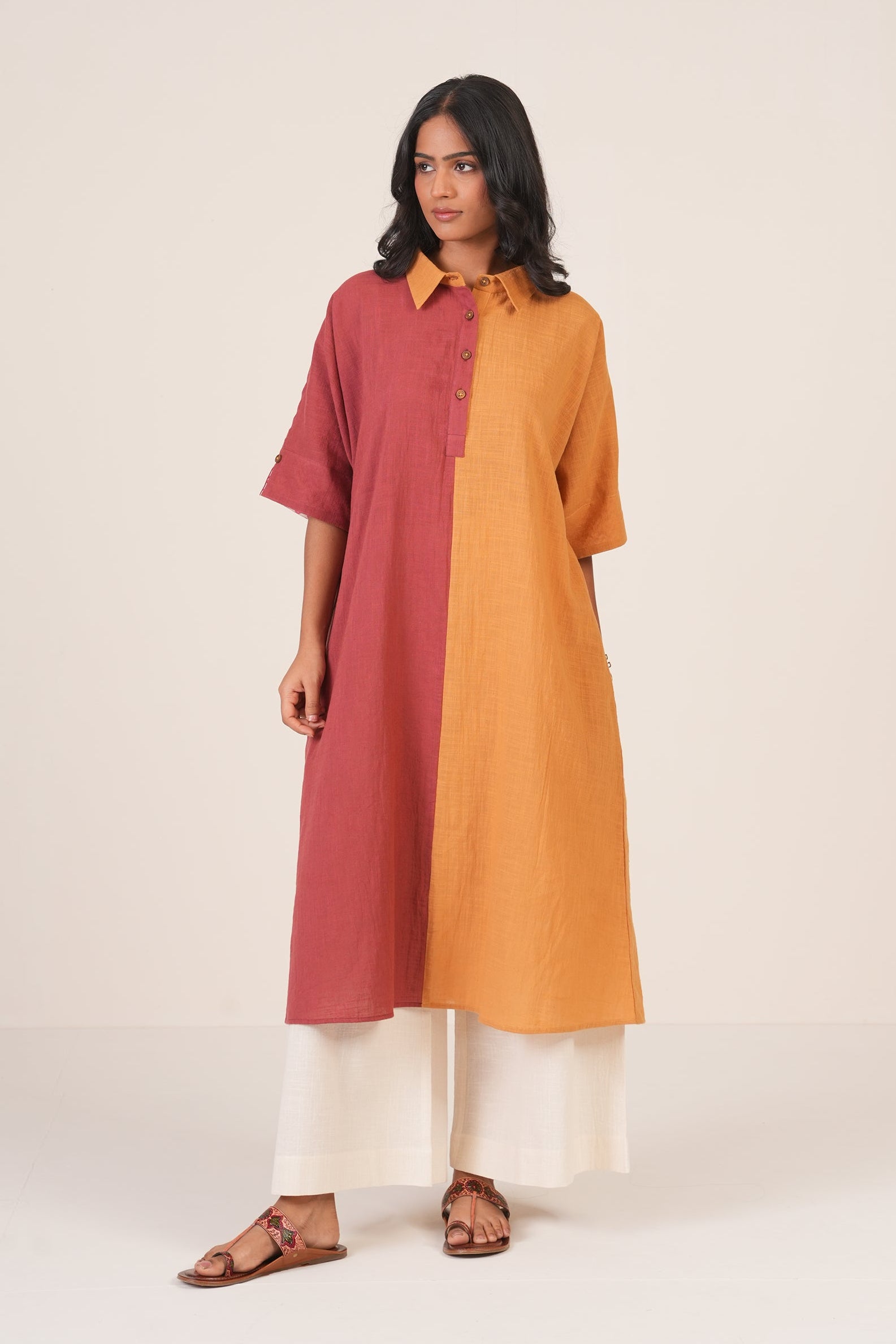 Raw Earthy Premium Cotton Comfort Kurta with Cotton Linen Palazzo