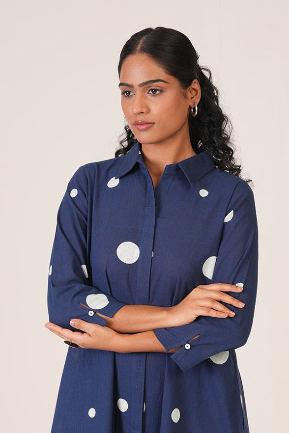 Indigo Classics Polka Dots Shirt Dress