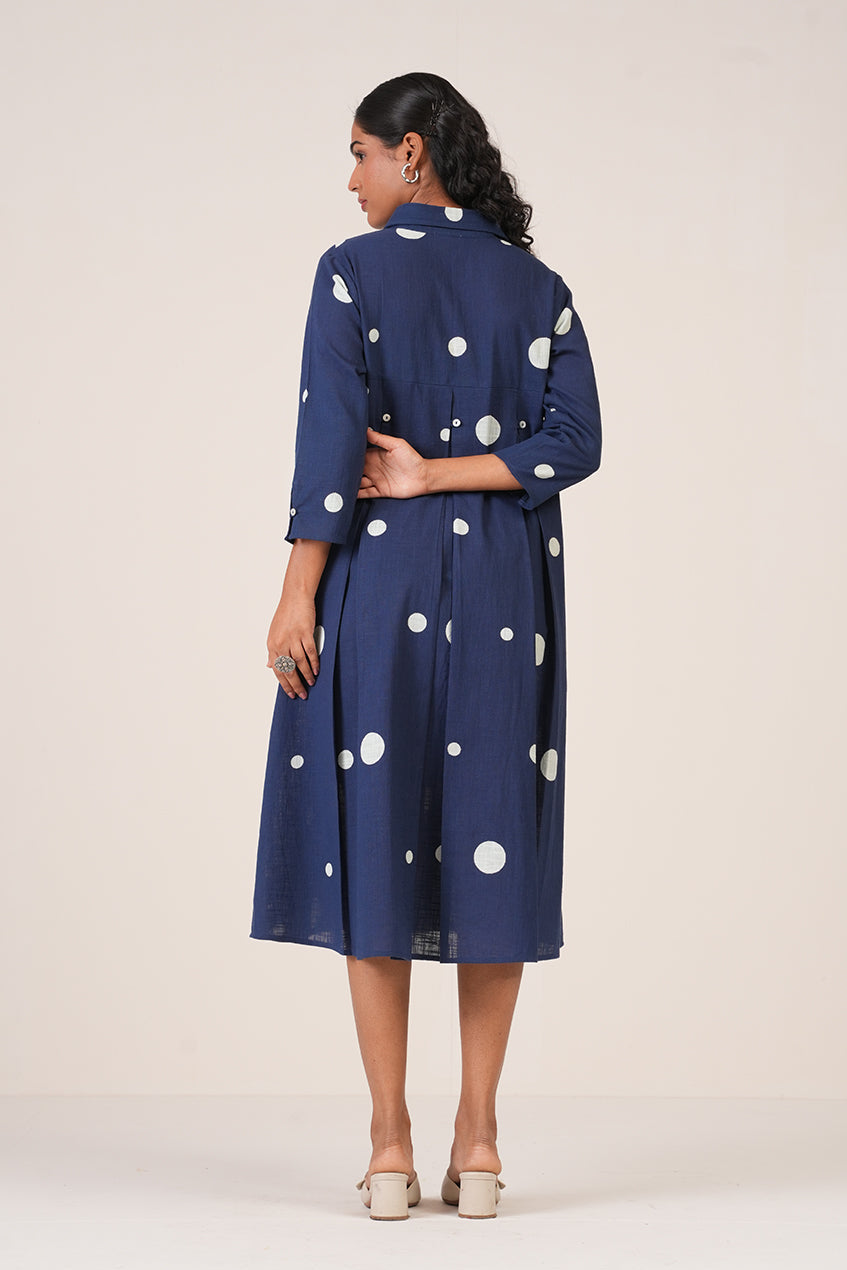 Indigo Classics Polka Dots Shirt Dress