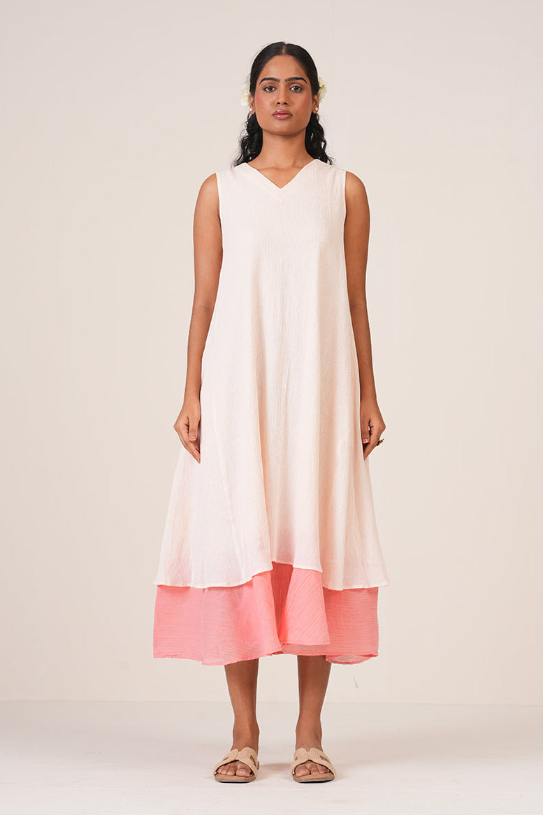 Pink-Peach Tiered Dress