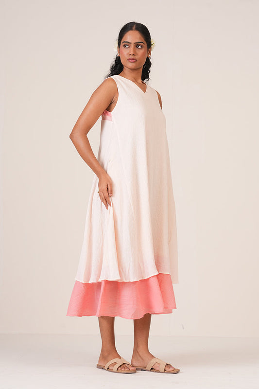 Pink-Peach Tiered Dress