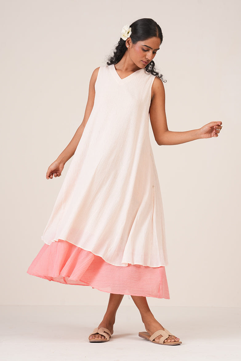 Pink-Peach Tiered Dress