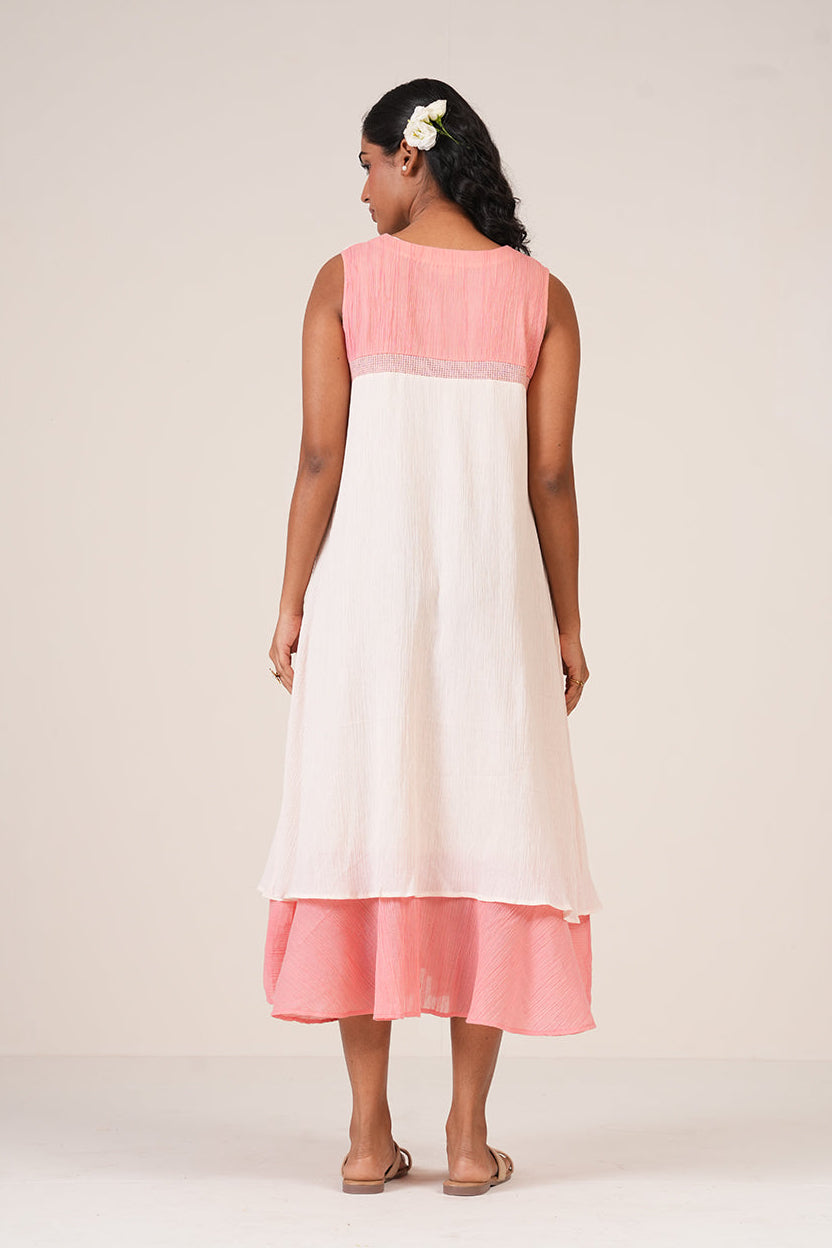 Pink-Peach Tiered Dress