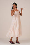 Peach Dots Embroidered Dress