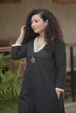 Black cotton Cord-Set with lace work