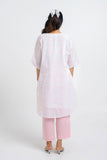 Pink & White Handloom Checks Kurta With Slip