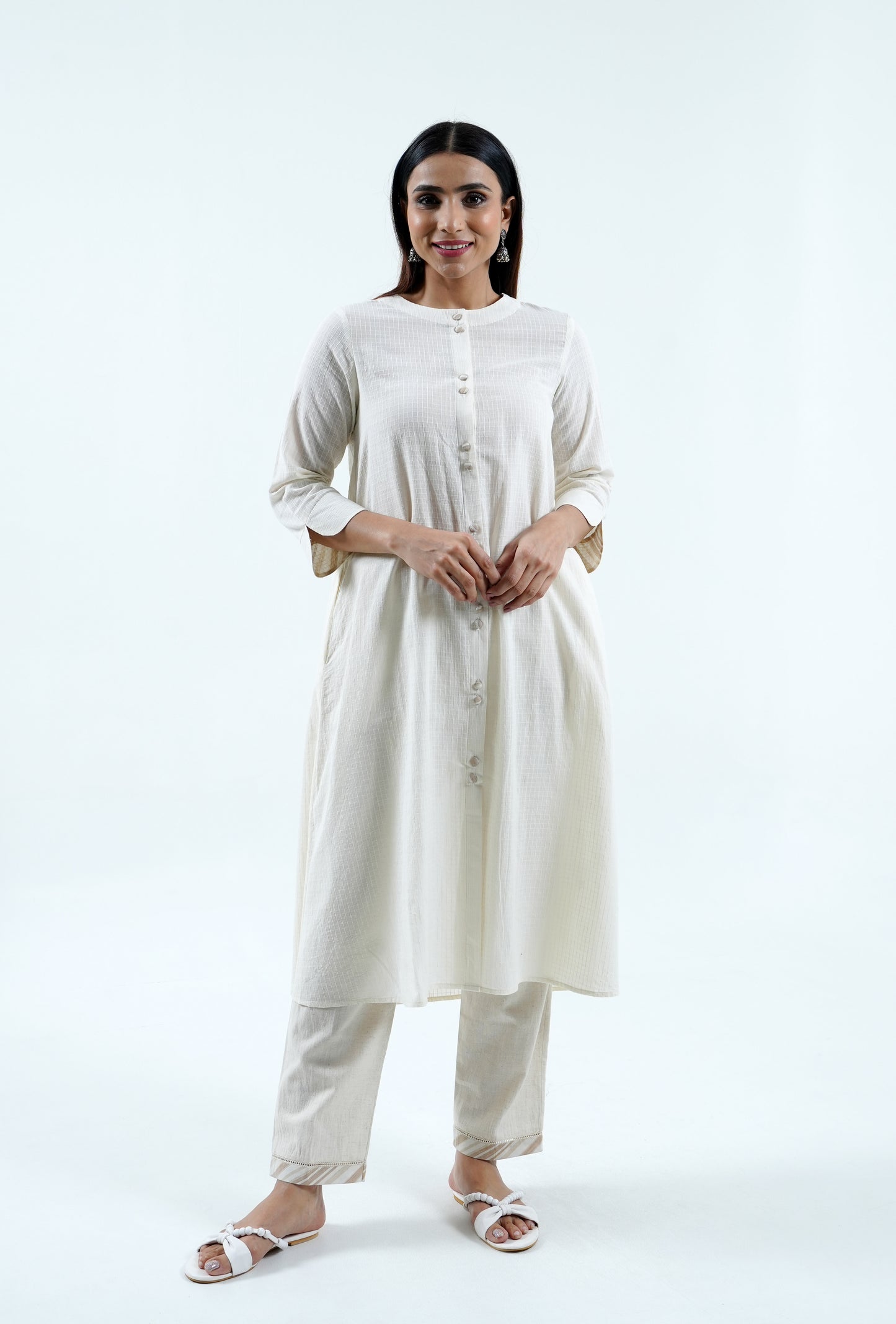 Ivory Checkered Cord-Set