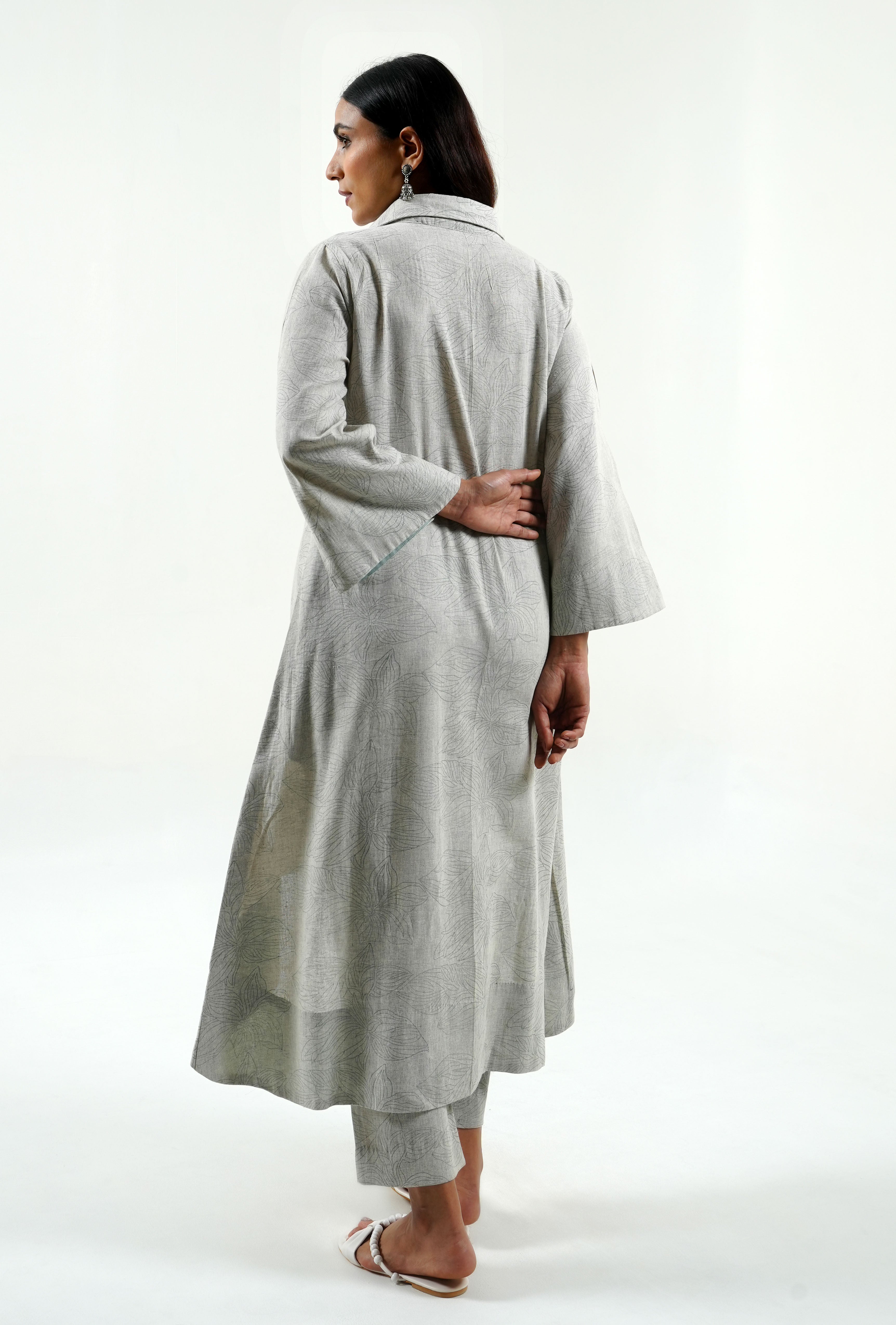 Floral block-print handloom kurta