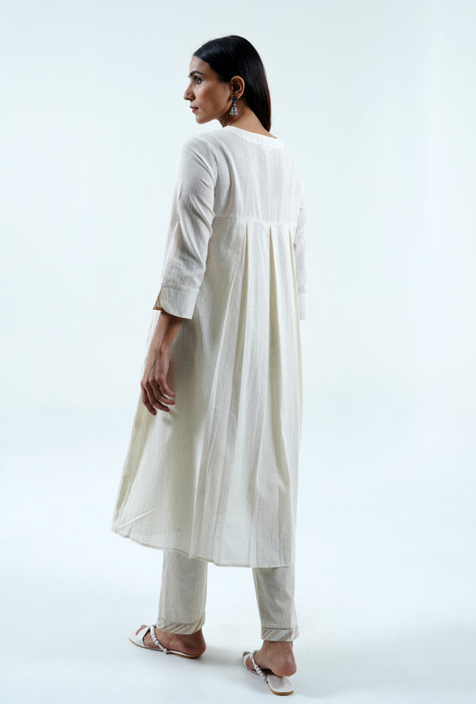 Ivory cotton dobby kurta